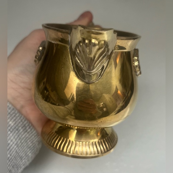 Vintage Brass  Pitcher with Embossed Clam Shell - Picture 5 of 8